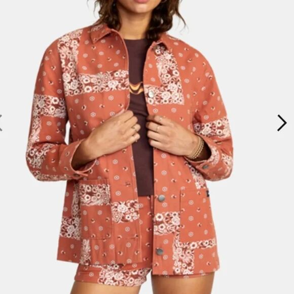 RVCA Chorelist Jacket Women's S Color Coral‎ - Picture 1 of 7